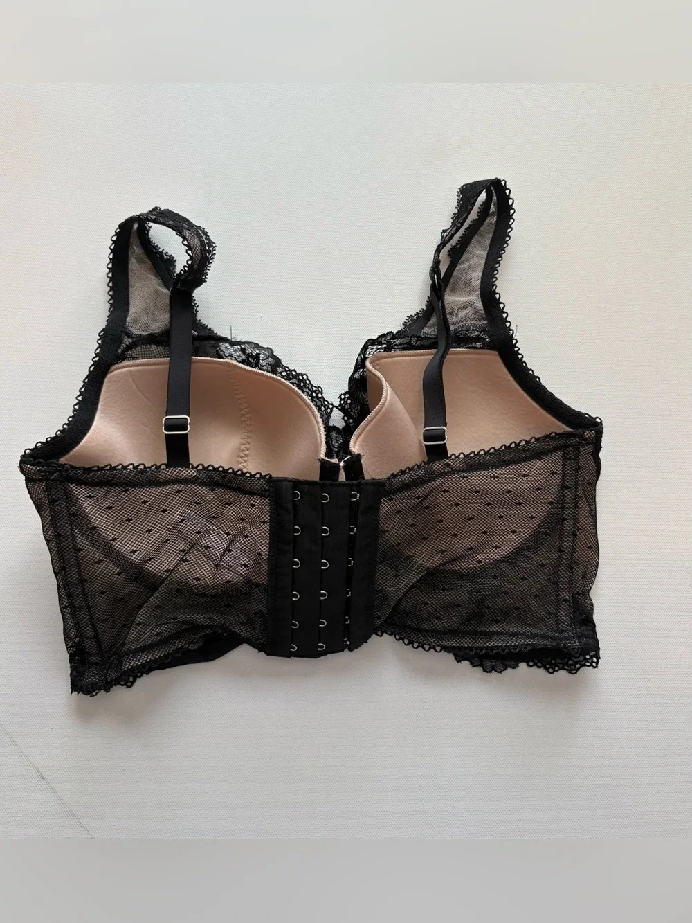 Victoria's Secret Black Lace Lined Demi Underwire Bra Size 34DD